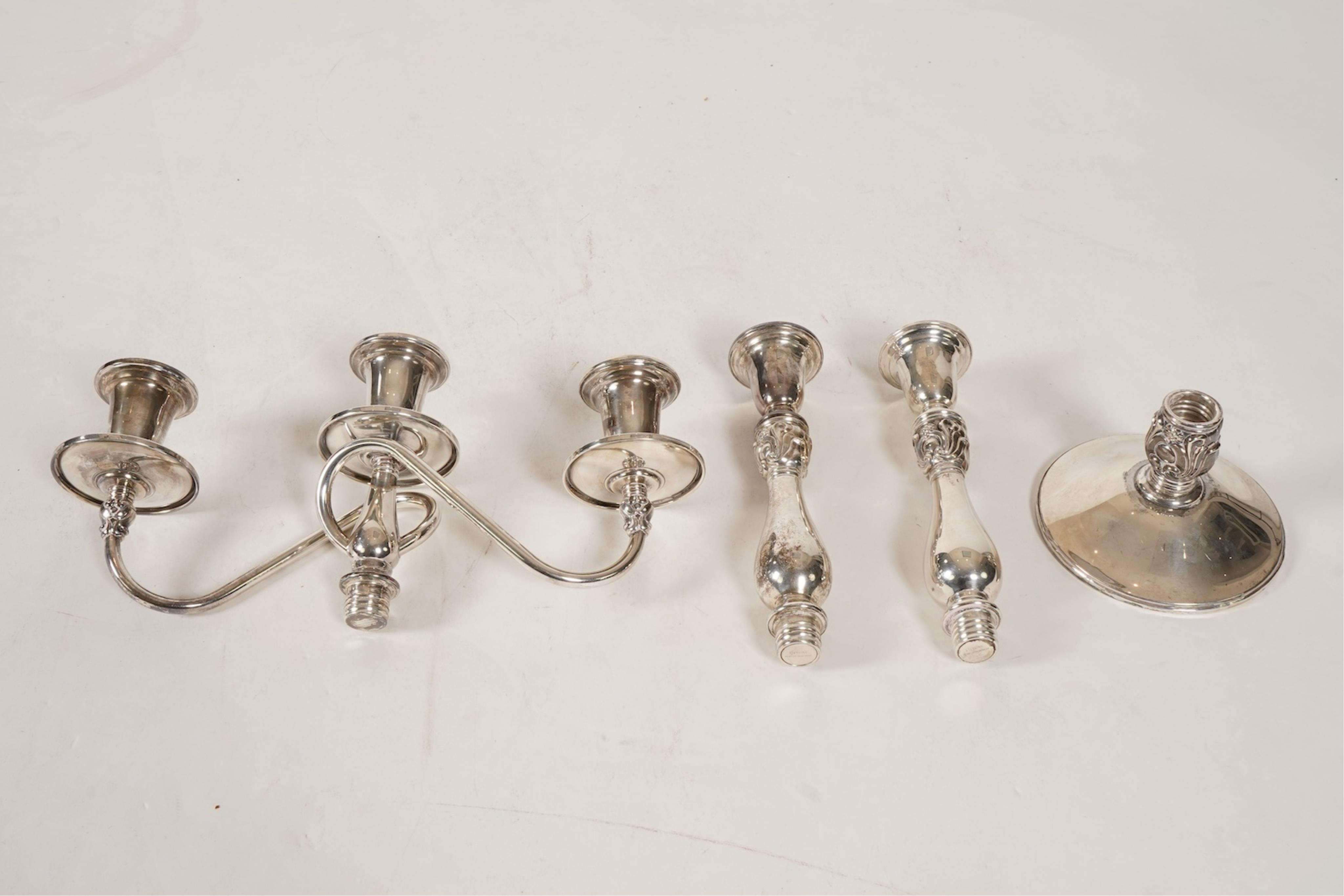 A 20th century U.S.A. International Sterling Royal Danish two branch, three light candelabrum